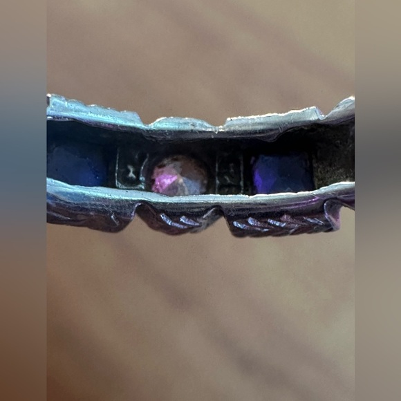 Elegant Sterling Silver Clear and Blue CZG Eternity Band Ring Sz 5 - Picture 4 of 4